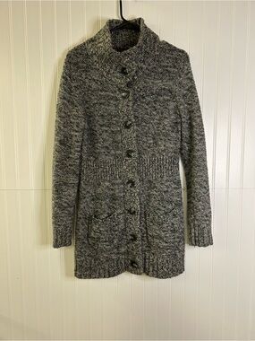 Merona Cozy Marled Gray Button-Front Women's Sweater Cardigan Size Medium
